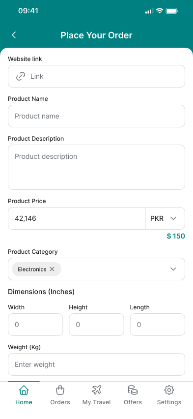 place your order